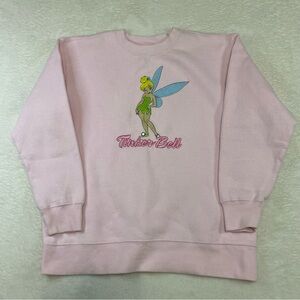 Disney Store Tinkerbell Girl Pink Embroidered Sweatshirt Pullover Size L 10/12